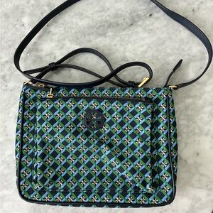 Tory Burch Black and Blue Patterned Crossbody Bag